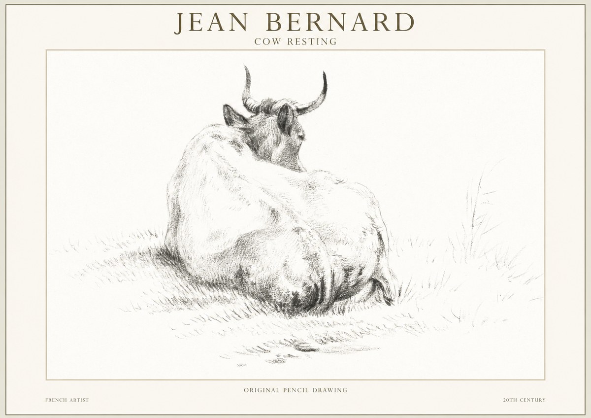 Jean Bernard Study of a Resting Cow I No5 - Juliste