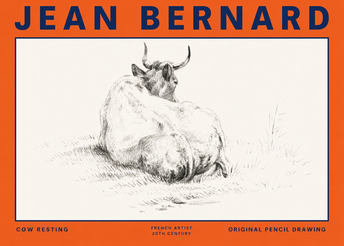 Jean Bernard Study of a Resting Cow I No6 - Juliste