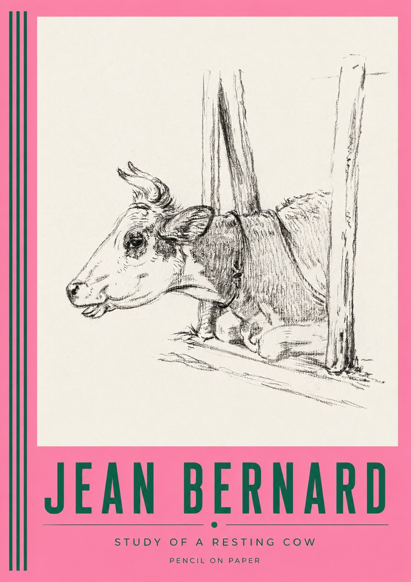 Jean Bernard Study of a Resting Cow II No3 - Juliste