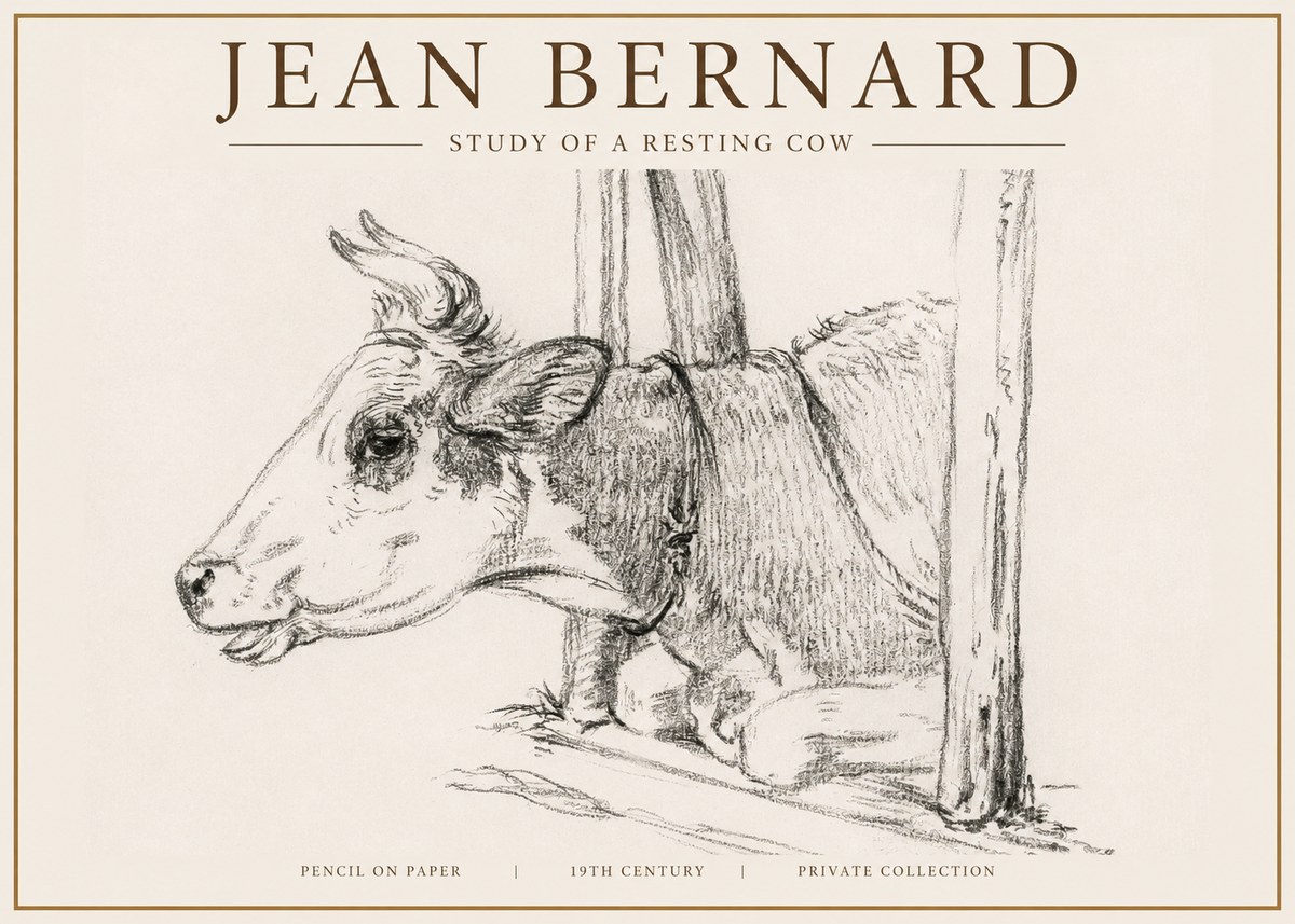 Jean Bernard Study of a Resting Cow II No4 - Juliste