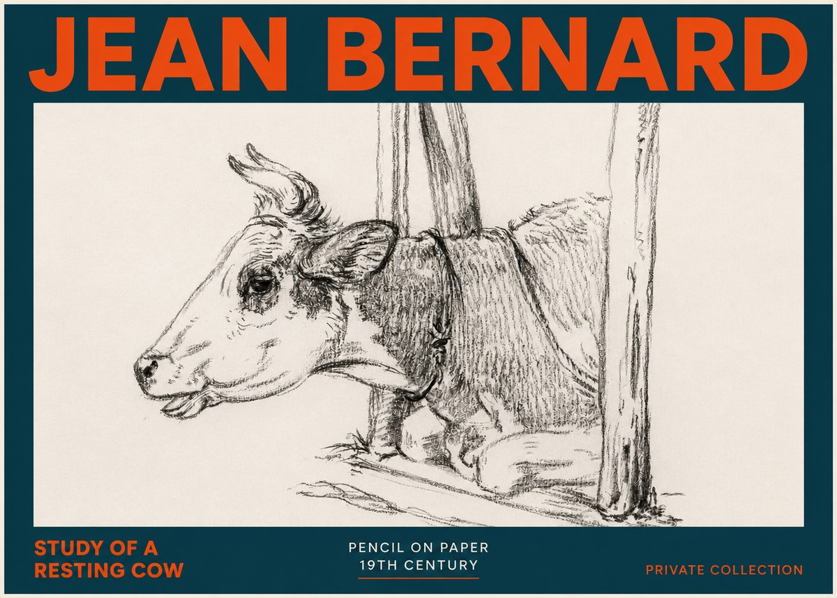 Jean Bernard Study of a Resting Cow II No5 - Juliste