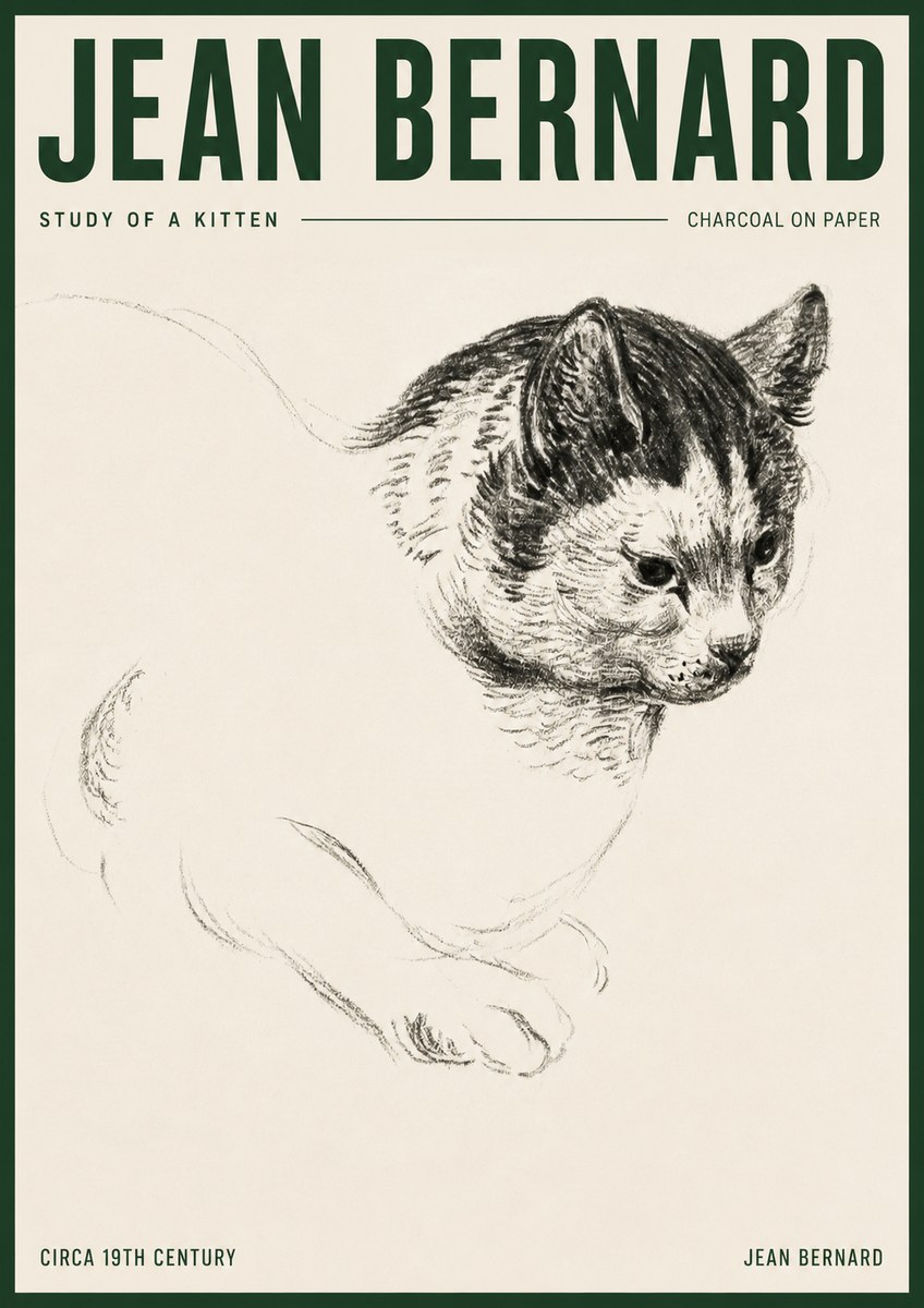 Jean Bernard Study of a Kitten I No3 - Juliste