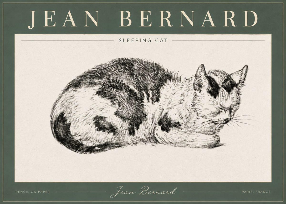 Jean Bernard Sleeping Cat I No4 - Juliste
