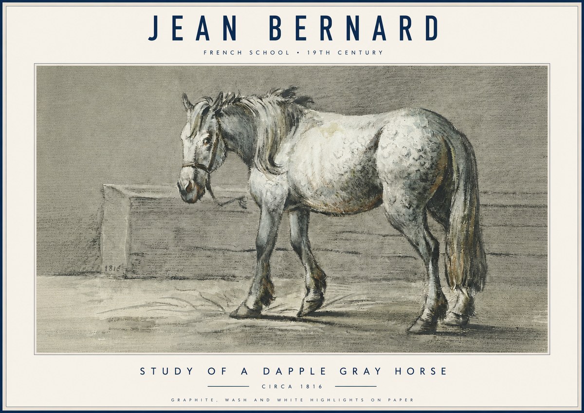 Jean Bernard Study of a Dapple Gray Horse No6 - Juliste