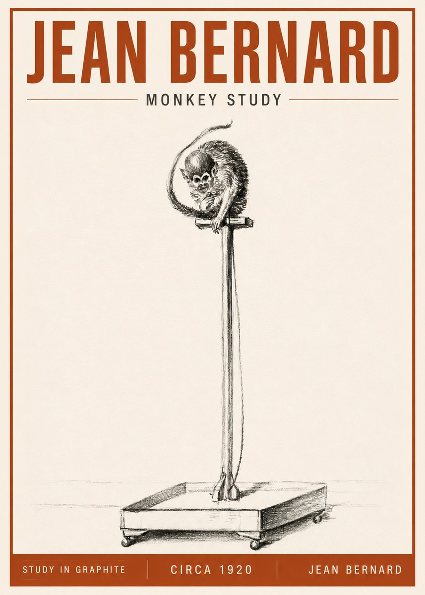 Jean Bernard Monkey Study No5 - Juliste