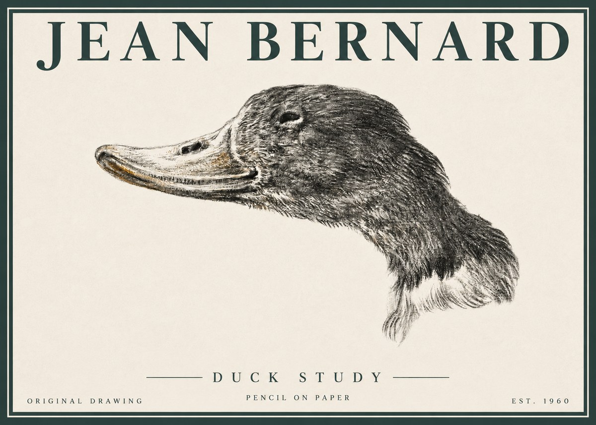 Jean Bernard Study of a Duck No4 - Juliste
