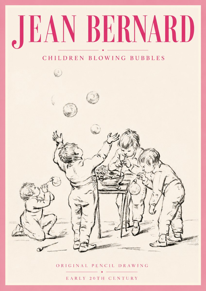 Jean Bernard Children Blowing Bubbles No5 - Juliste