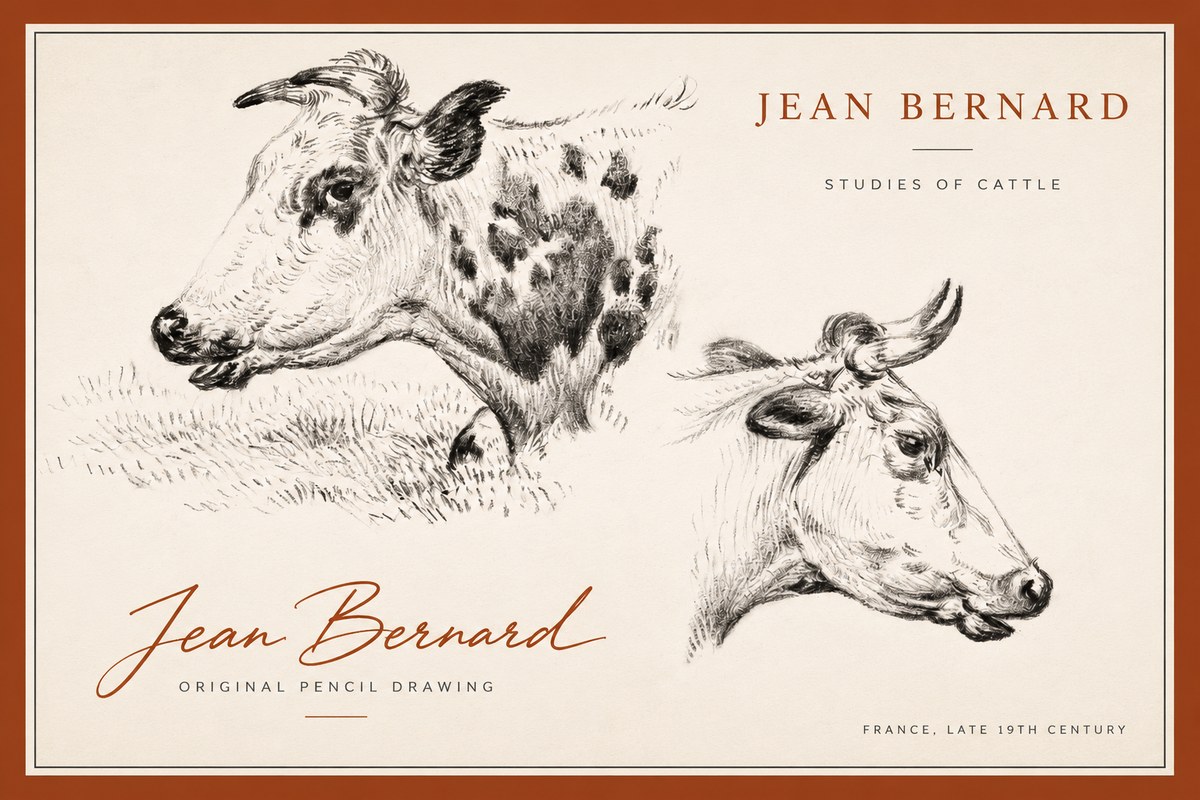 Jean Bernard Studies of Cattle I No3 - Juliste
