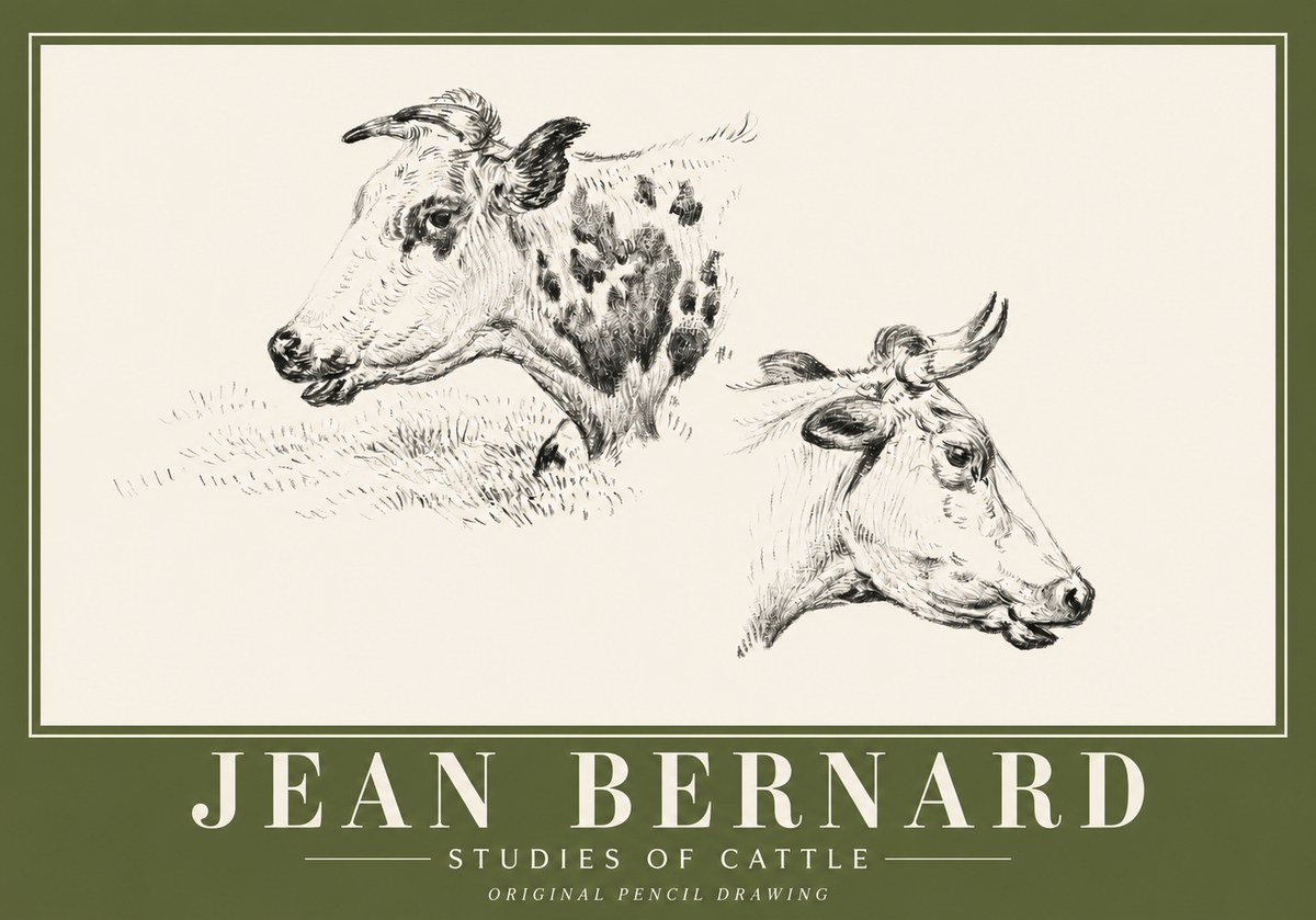 Jean Bernard Studies of Cattle I No4 - Juliste