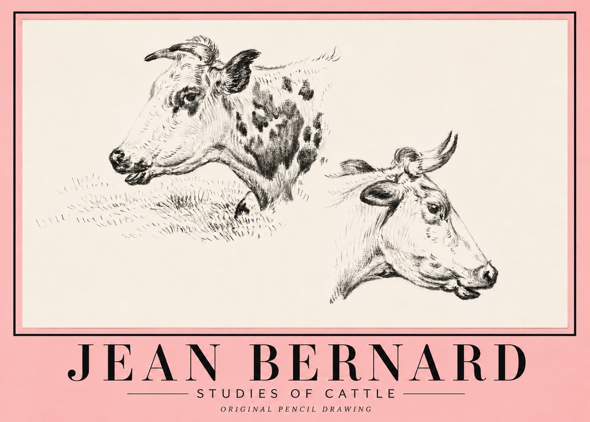 Jean Bernard Studies of Cattle I No5 - Juliste