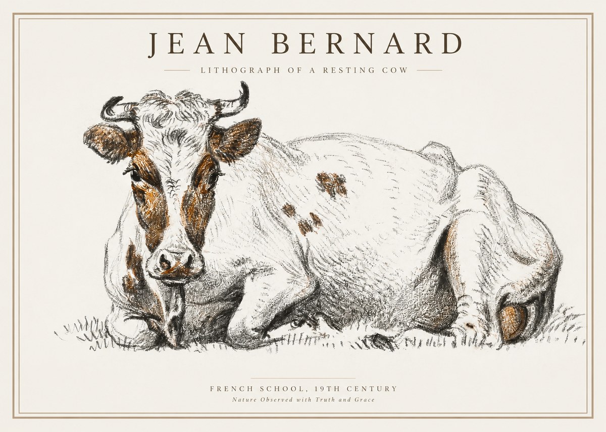 Jean Bernard Study of a Resting Cow III No2 - Juliste