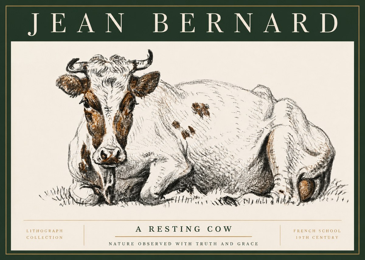 Jean Bernard Study of a Resting Cow III No4 - Juliste