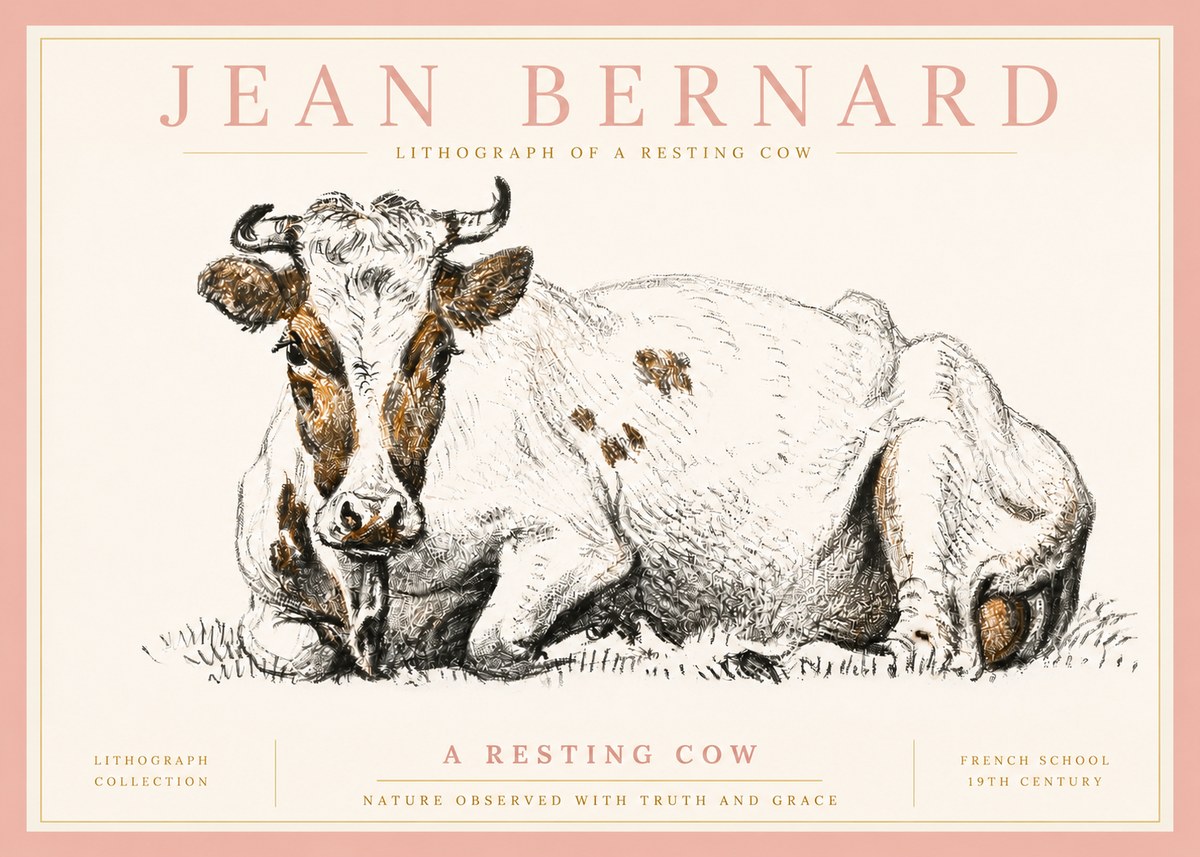 Jean Bernard Study of a Resting Cow III No5 - Juliste