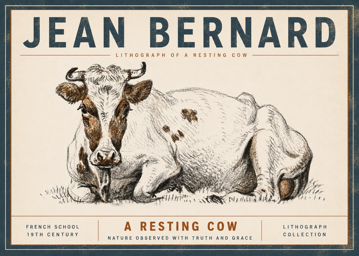 Jean Bernard Study of a Resting Cow III No6 - Juliste