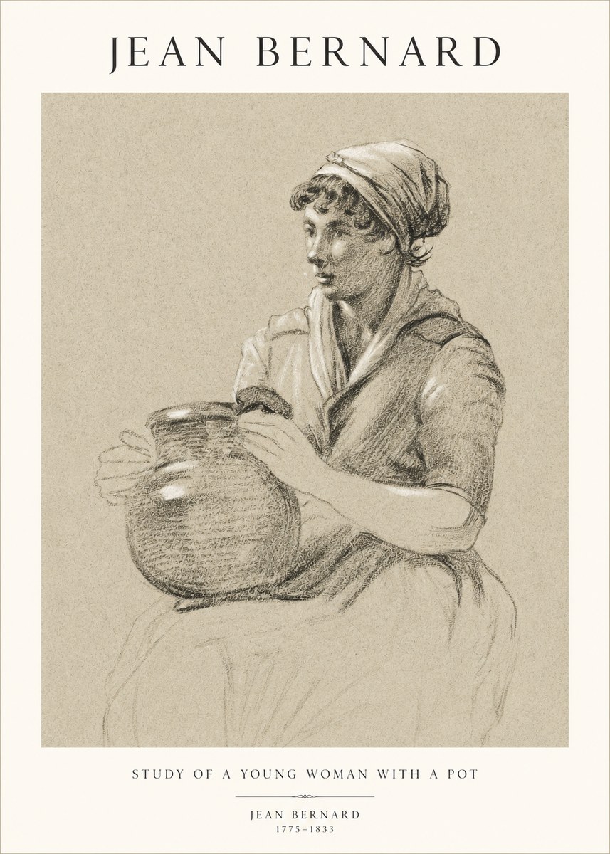 Jean Bernard Study of a Young Woman with a Pot No1 - Juliste