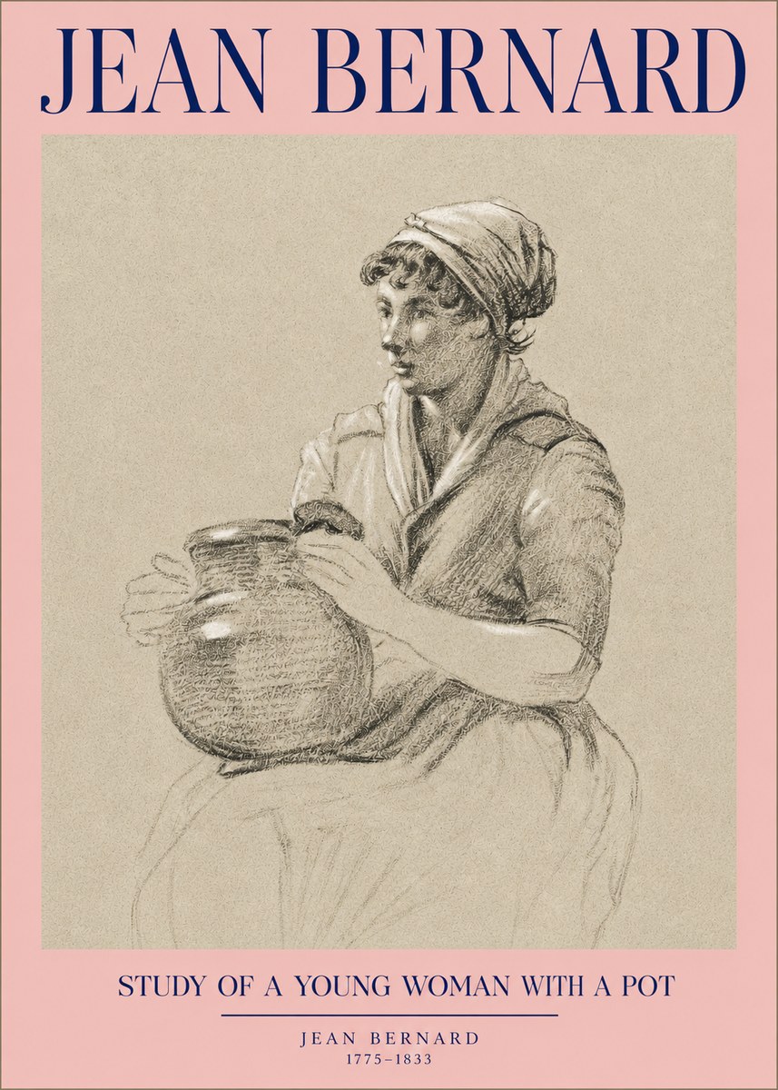 Jean Bernard Study of a Young Woman with a Pot No2 - Juliste