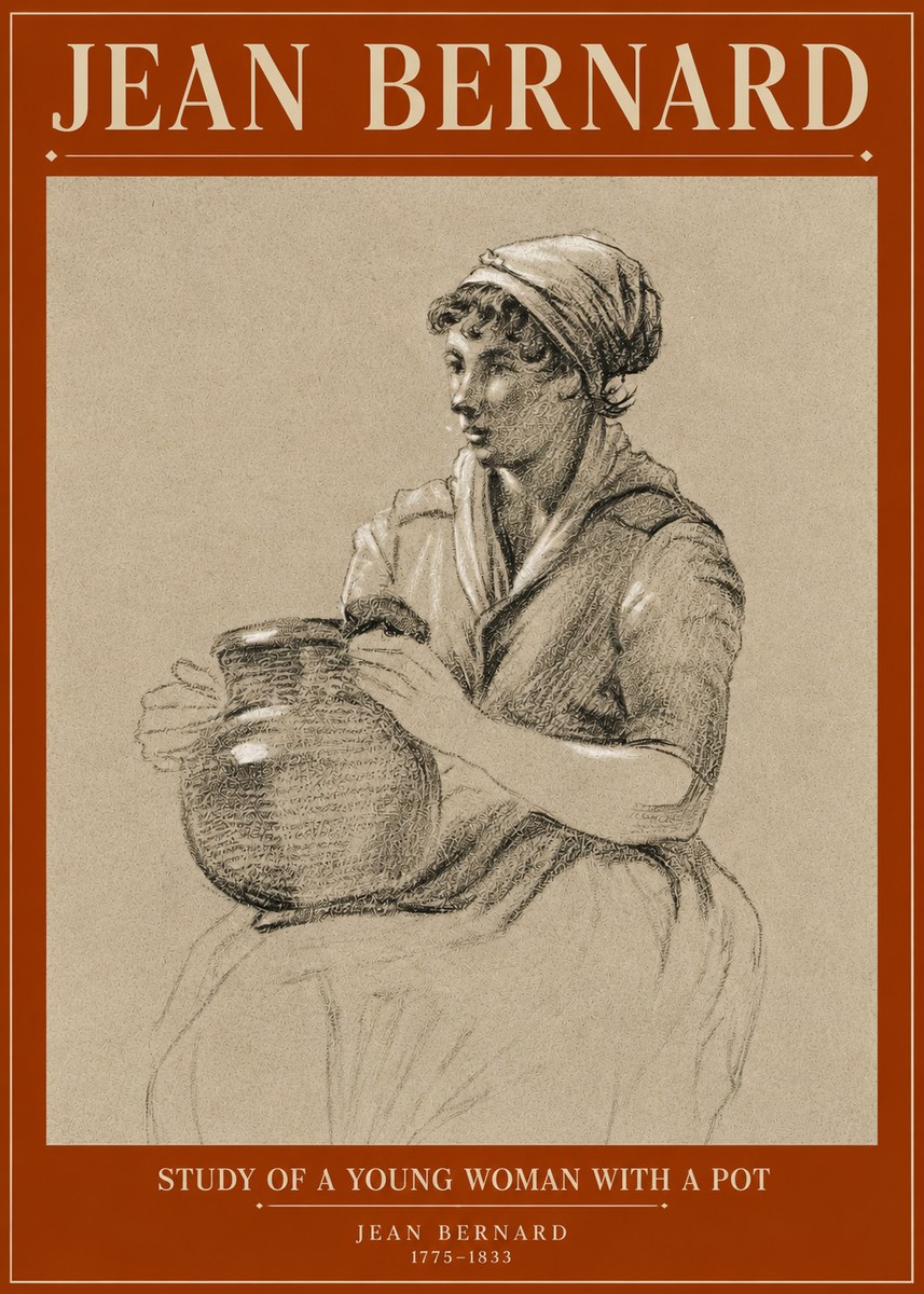 Jean Bernard Study of a Young Woman with a Pot No3 - Juliste