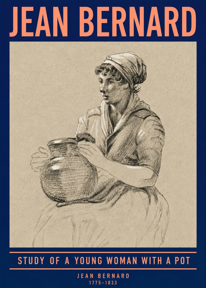Jean Bernard Study of a Young Woman with a Pot No4 - Juliste