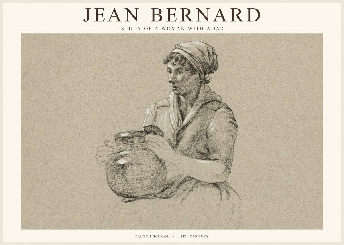 Jean Bernard Study of a Young Woman with a Pot No5 - Juliste
