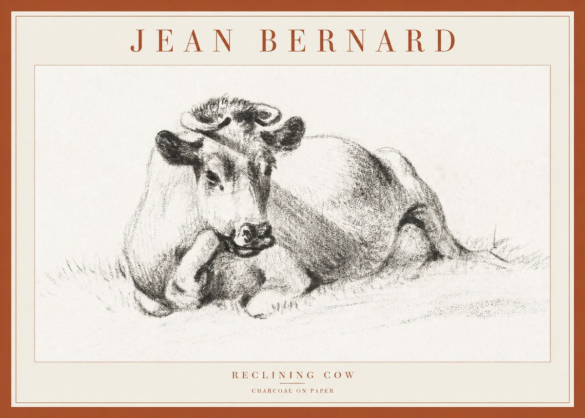 Jean Bernard Reclining Cow I No1 - Juliste