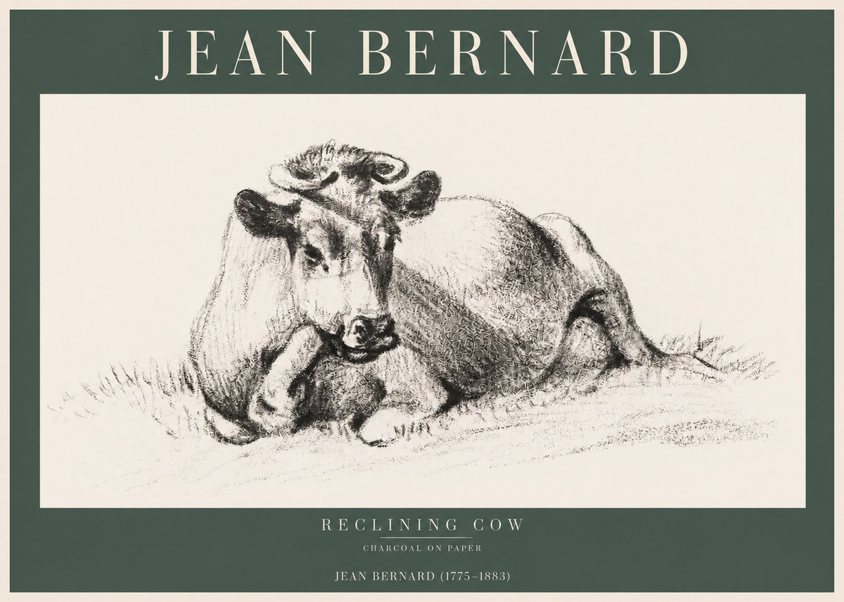 Jean Bernard Reclining Cow I No2 - Juliste