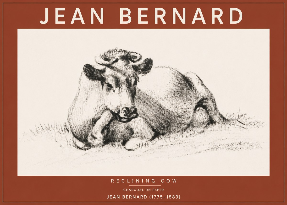 Jean Bernard Reclining Cow I No4 - Juliste