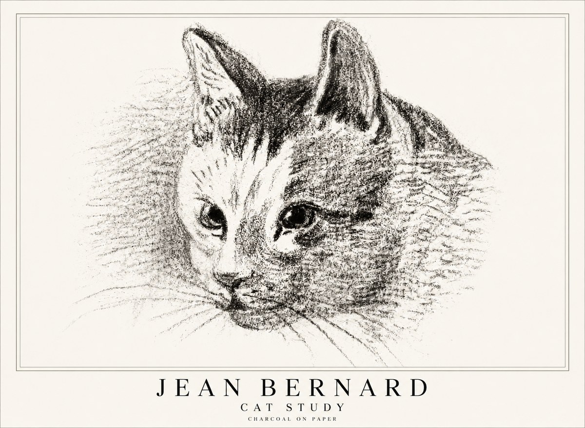 Jean Bernard Cat Study III No1 - Juliste