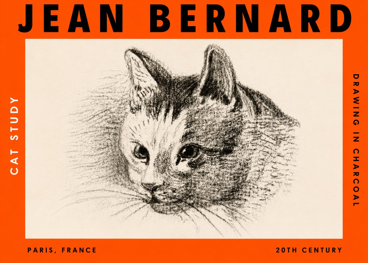 Jean Bernard Cat Study III No3 - Juliste