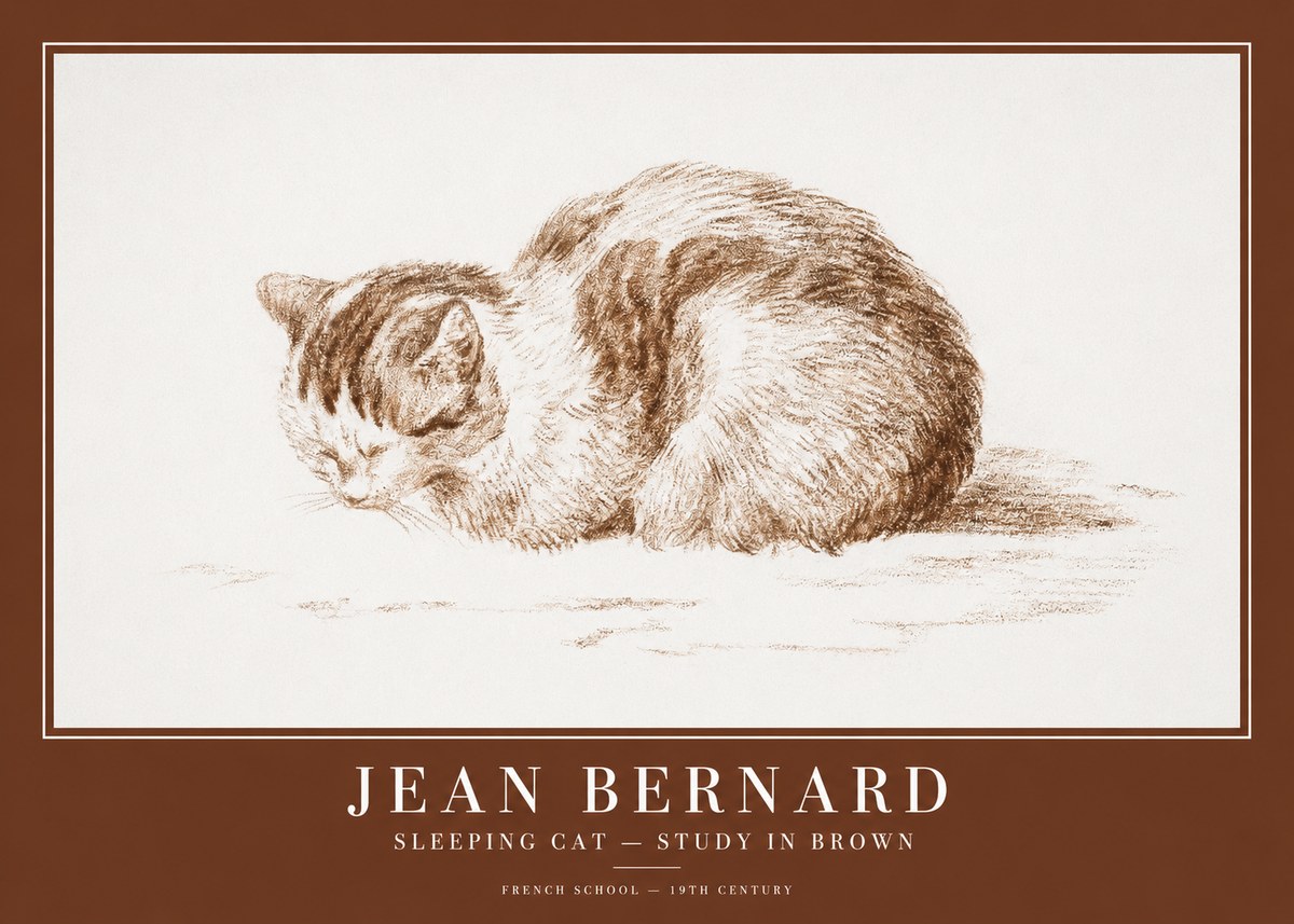 Jean Bernard Sleeping Cat — Study in Brown No1 - Juliste