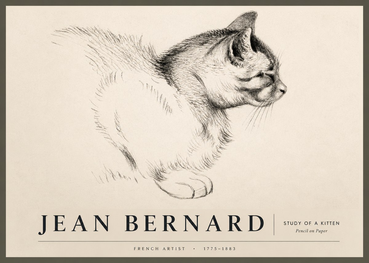 Jean Bernard Study of a Kitten II No2 - Juliste