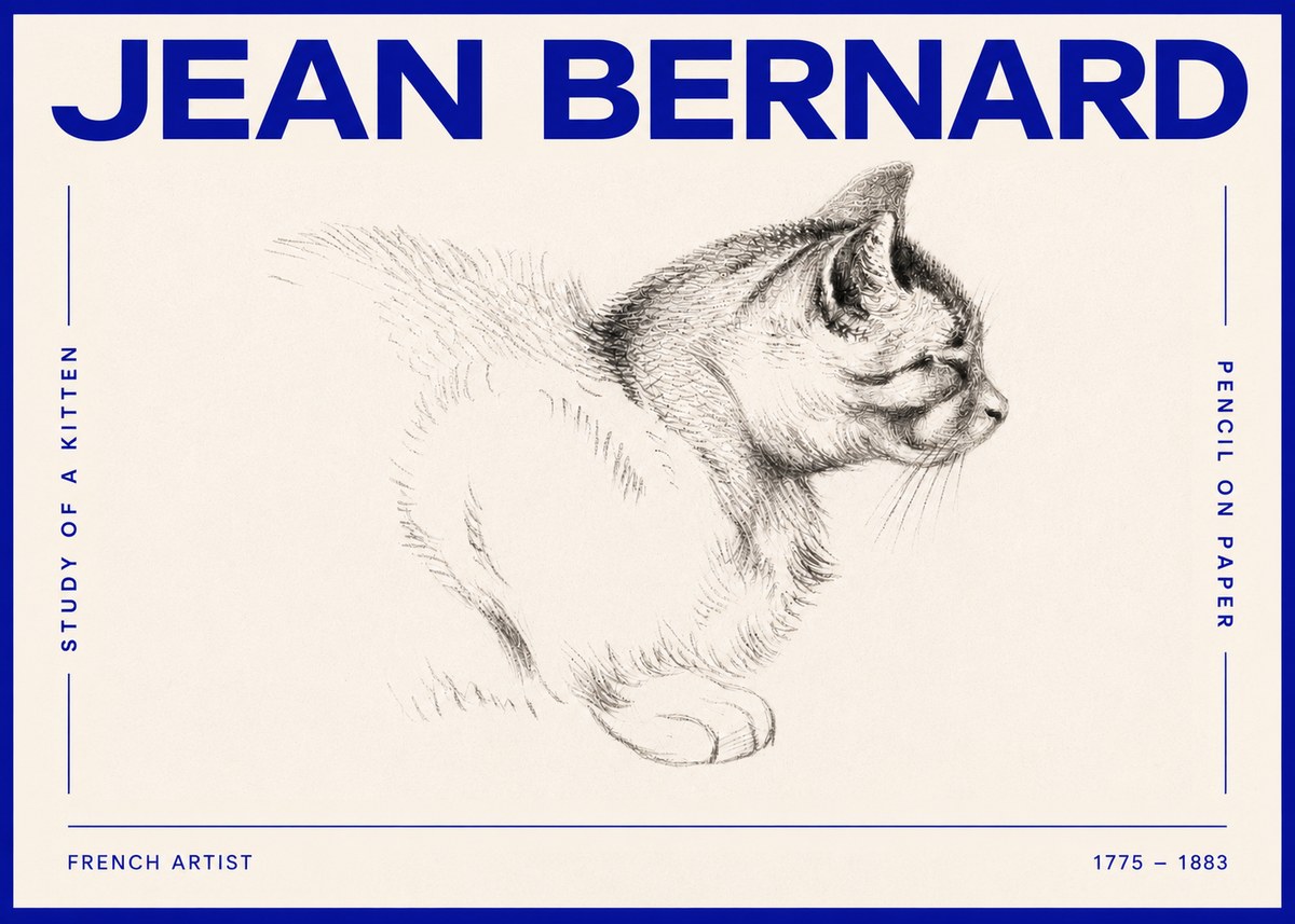Jean Bernard Study of a Kitten II No4 - Juliste