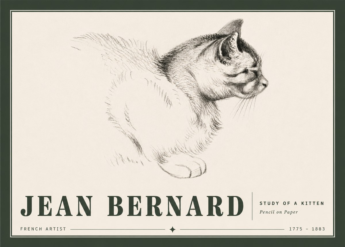 Jean Bernard Study of a Kitten II No5 - Juliste