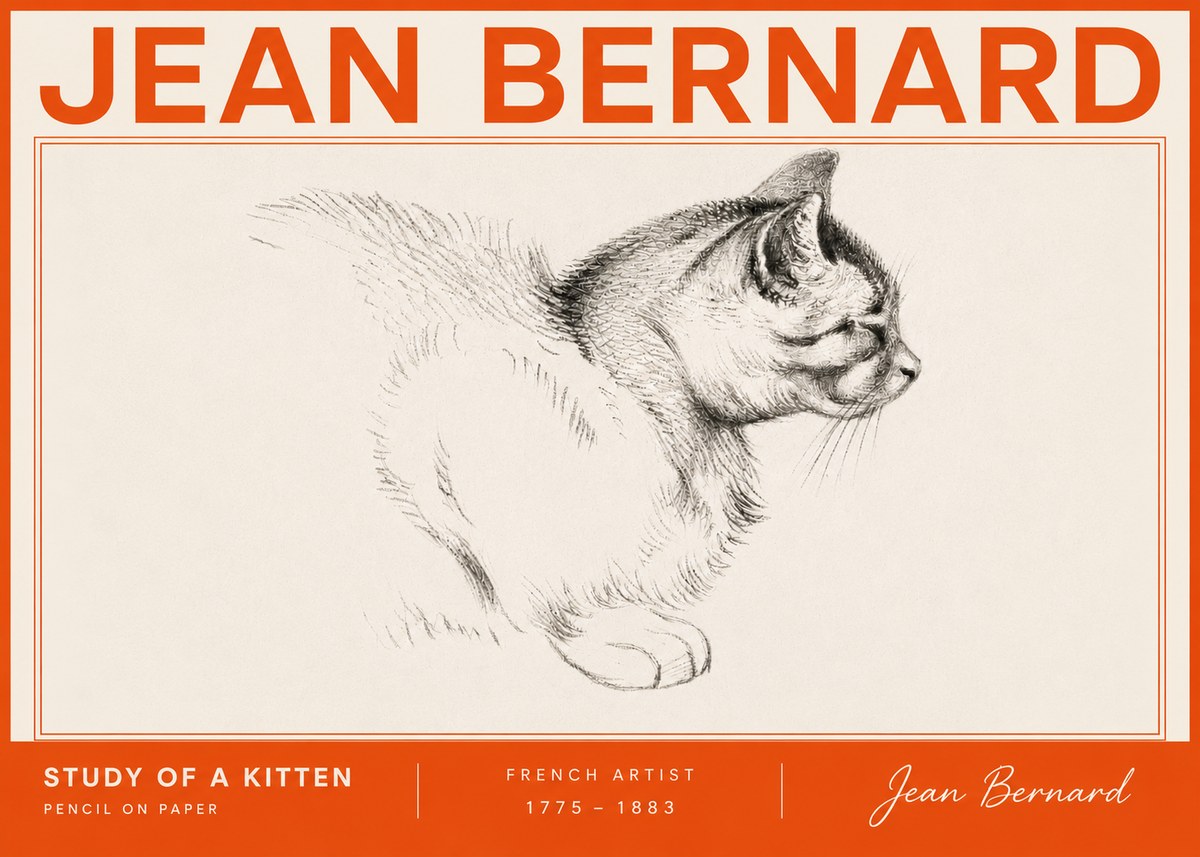 Jean Bernard Study of a Kitten II No6 - Juliste