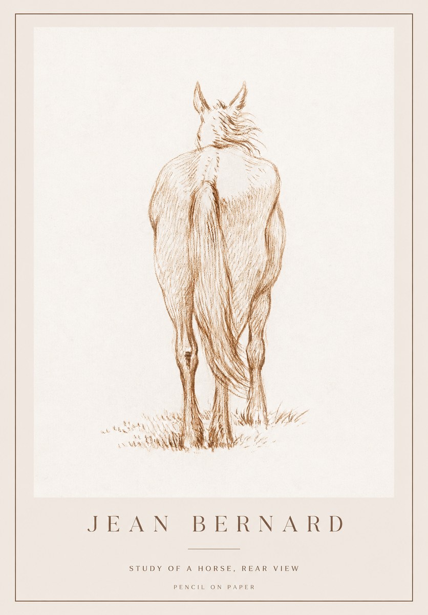 Jean Bernard Study of a Horse, Rear View No1 - Juliste
