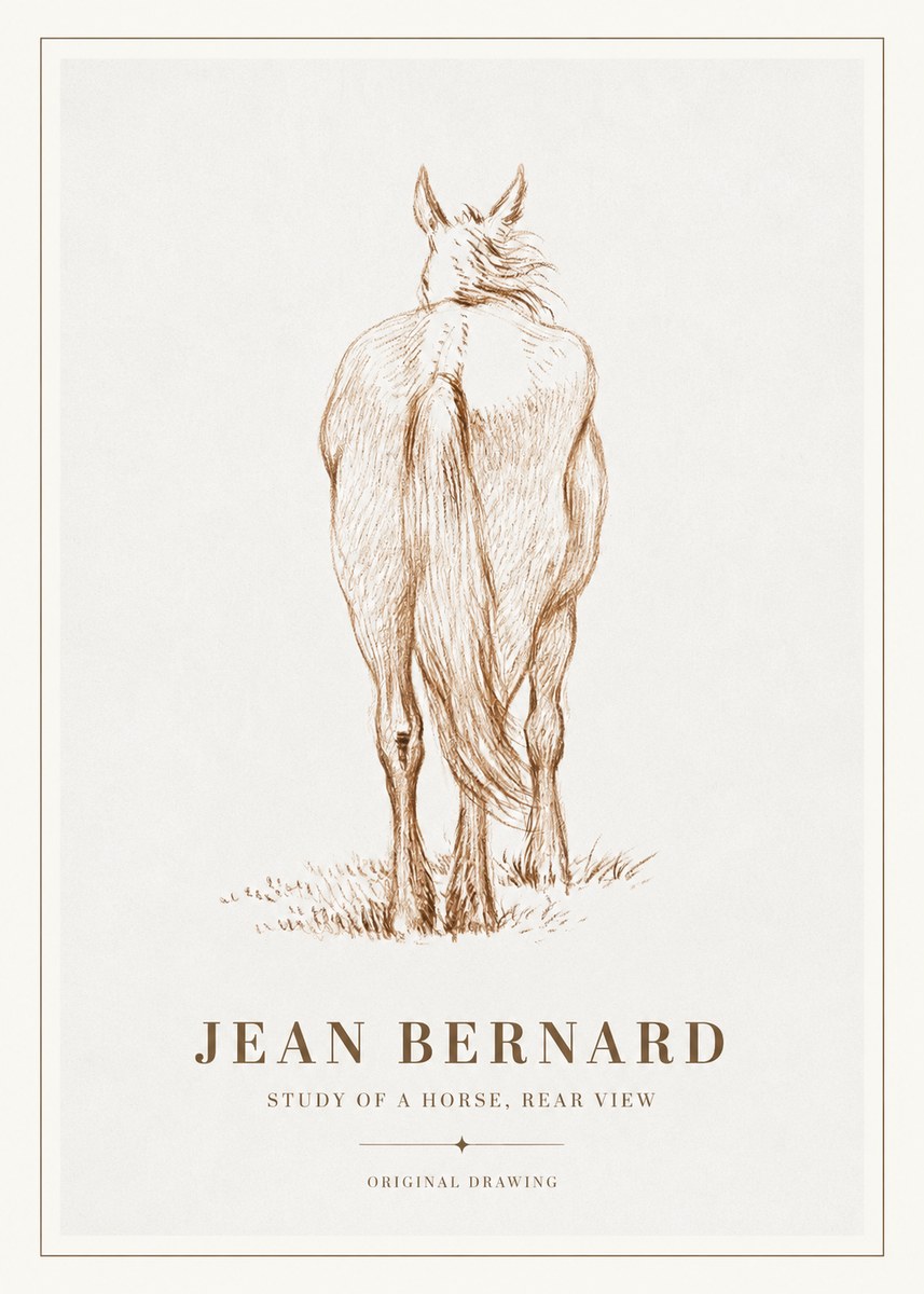 Jean Bernard Study of a Horse, Rear View No2 - Juliste