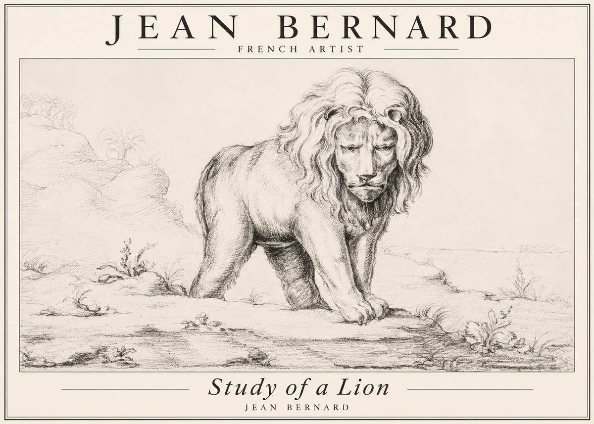 Jean Bernard Study of a Lion I No3 - Juliste