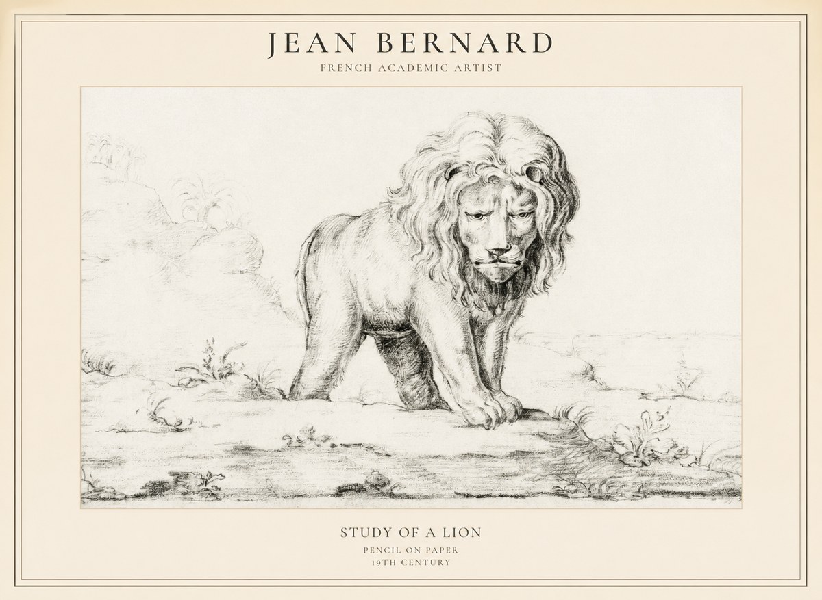 Jean Bernard Study of a Lion I No5 - Juliste