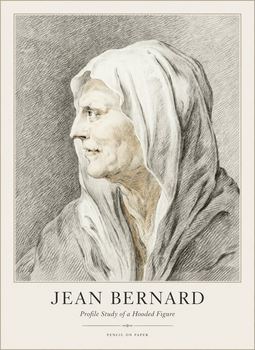 Jean Bernard Profile Study of a Hooded Figure No1 - Juliste