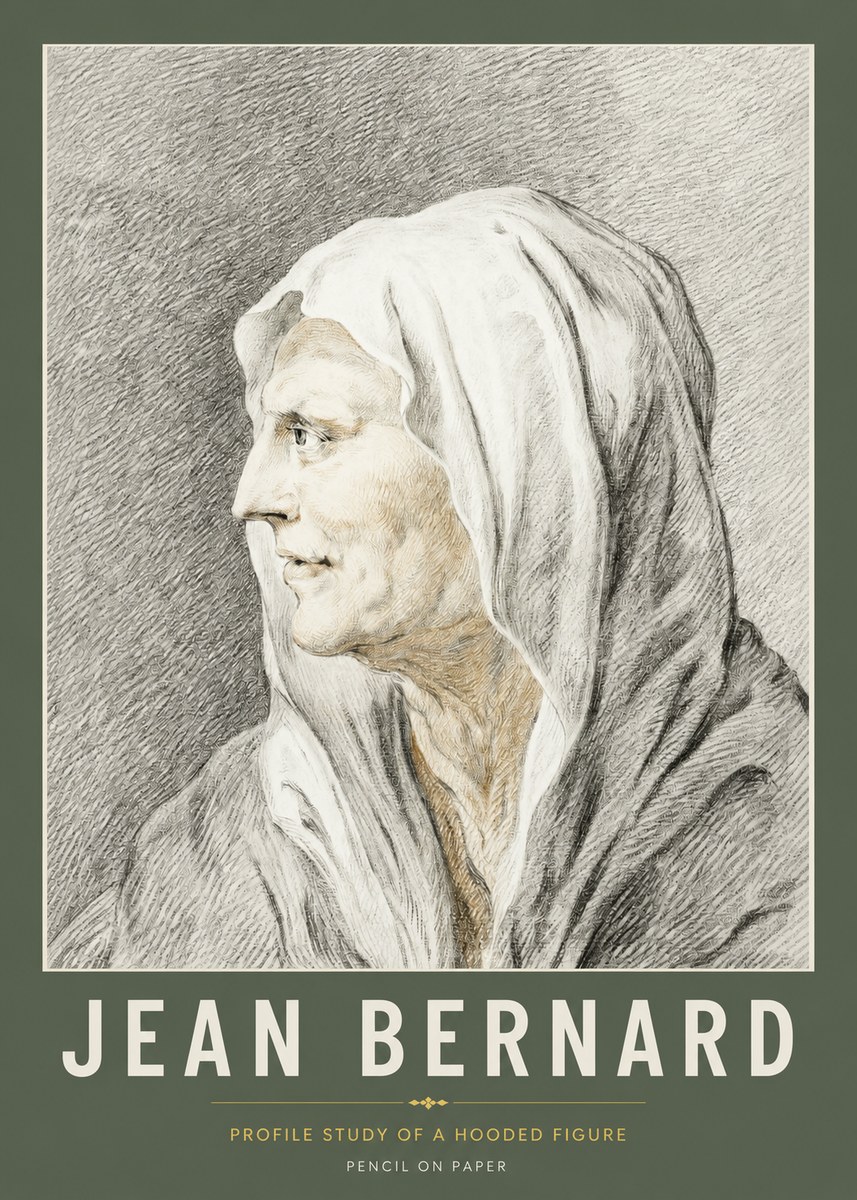 Jean Bernard Profile Study of a Hooded Figure No2 - Juliste