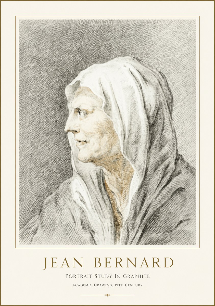 Jean Bernard Profile Study of a Hooded Figure No3 - Juliste