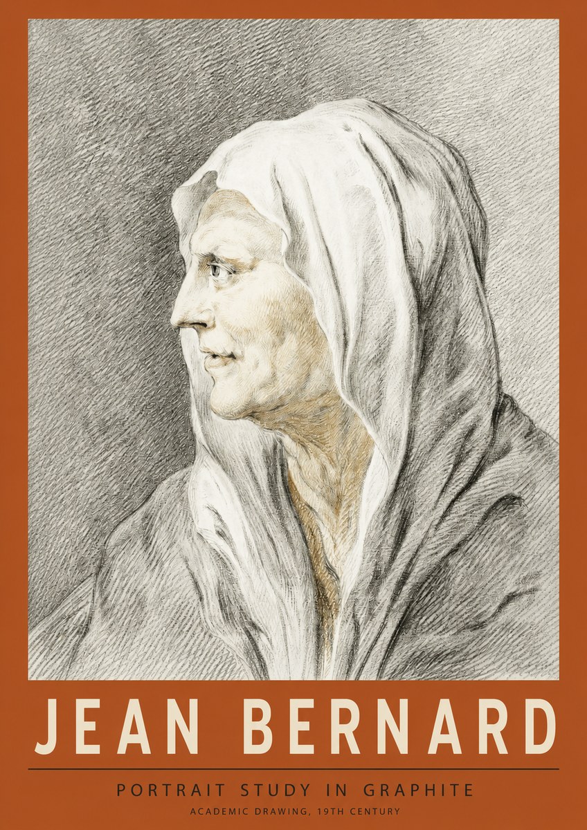 Jean Bernard Profile Study of a Hooded Figure No4 - Juliste