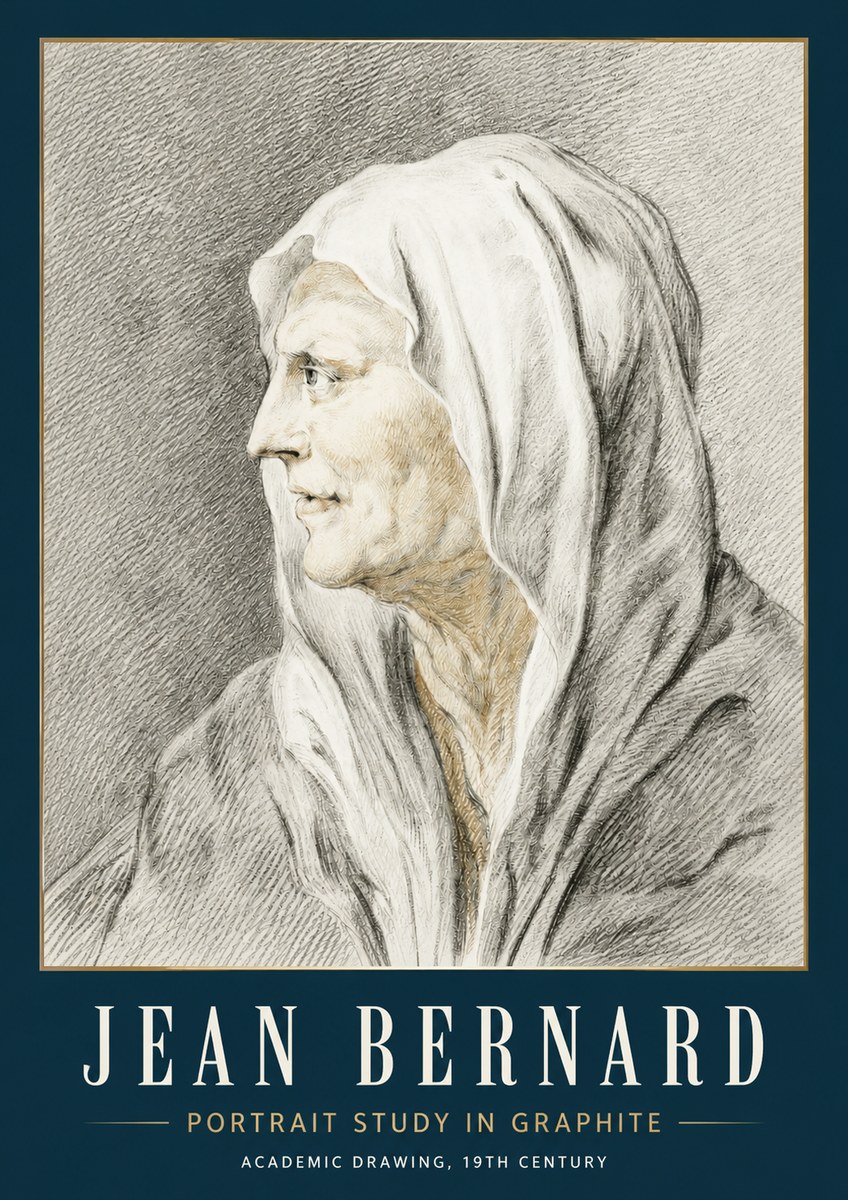 Jean Bernard Profile Study of a Hooded Figure No5 - Juliste