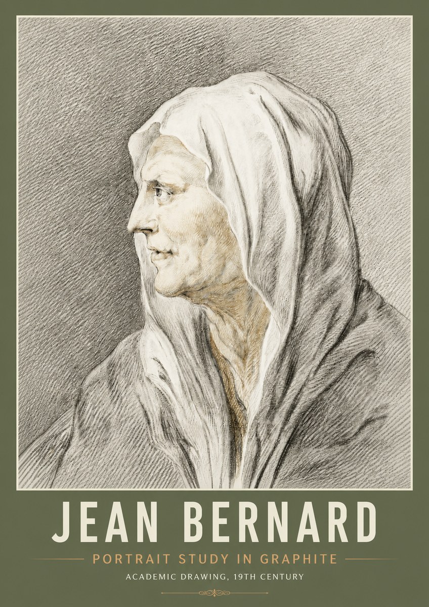 Jean Bernard Profile Study of a Hooded Figure No6 - Juliste