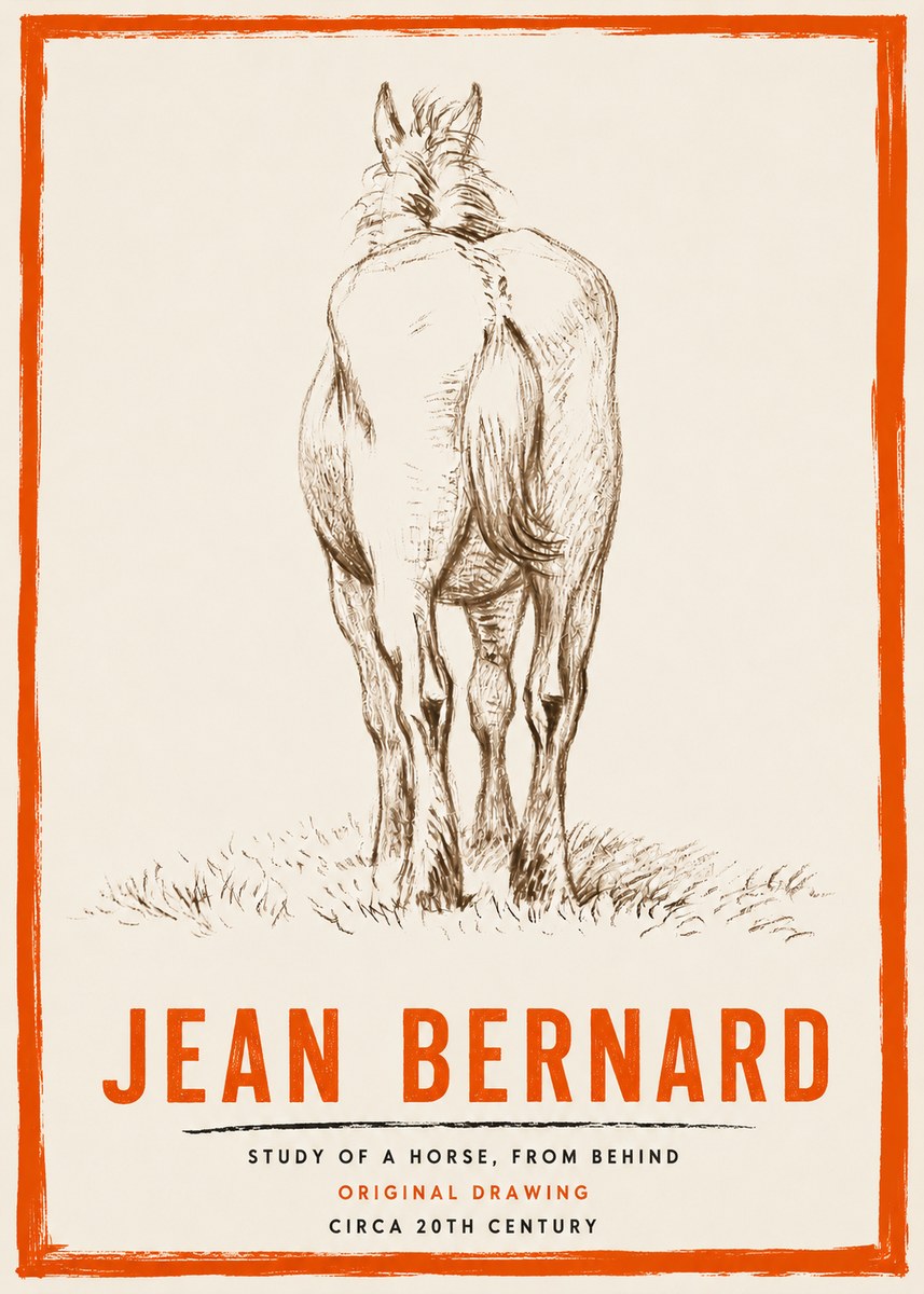 Jean Bernard Horse Study - from Behind No4 - Juliste