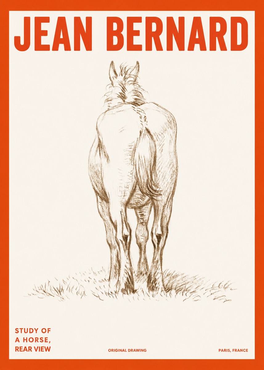 Jean Bernard Horse Study - from Behind No6 - Juliste