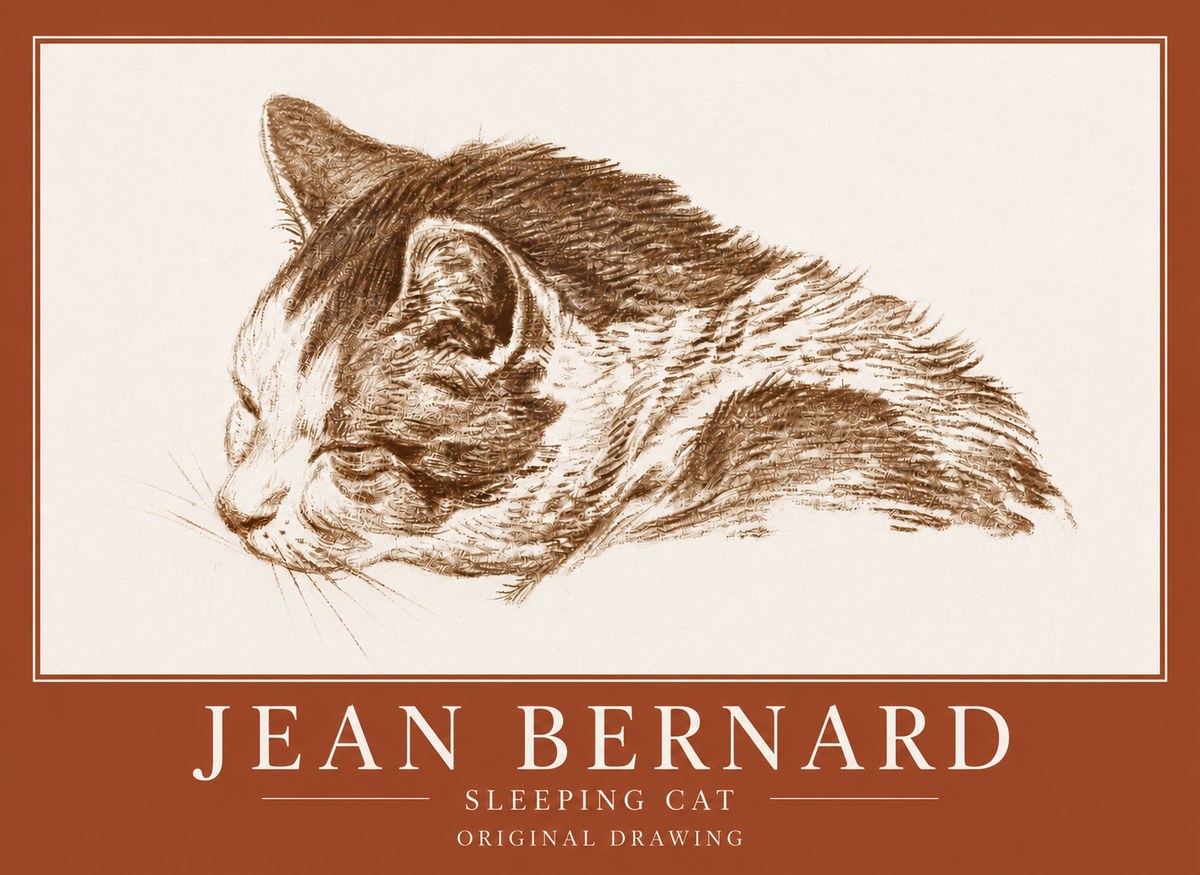 Jean Bernard Sleeping Cat II No4 - Juliste
