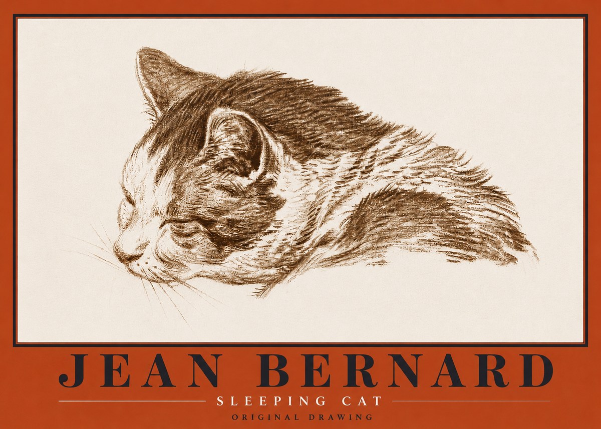 Jean Bernard Sleeping Cat II No5 - Juliste