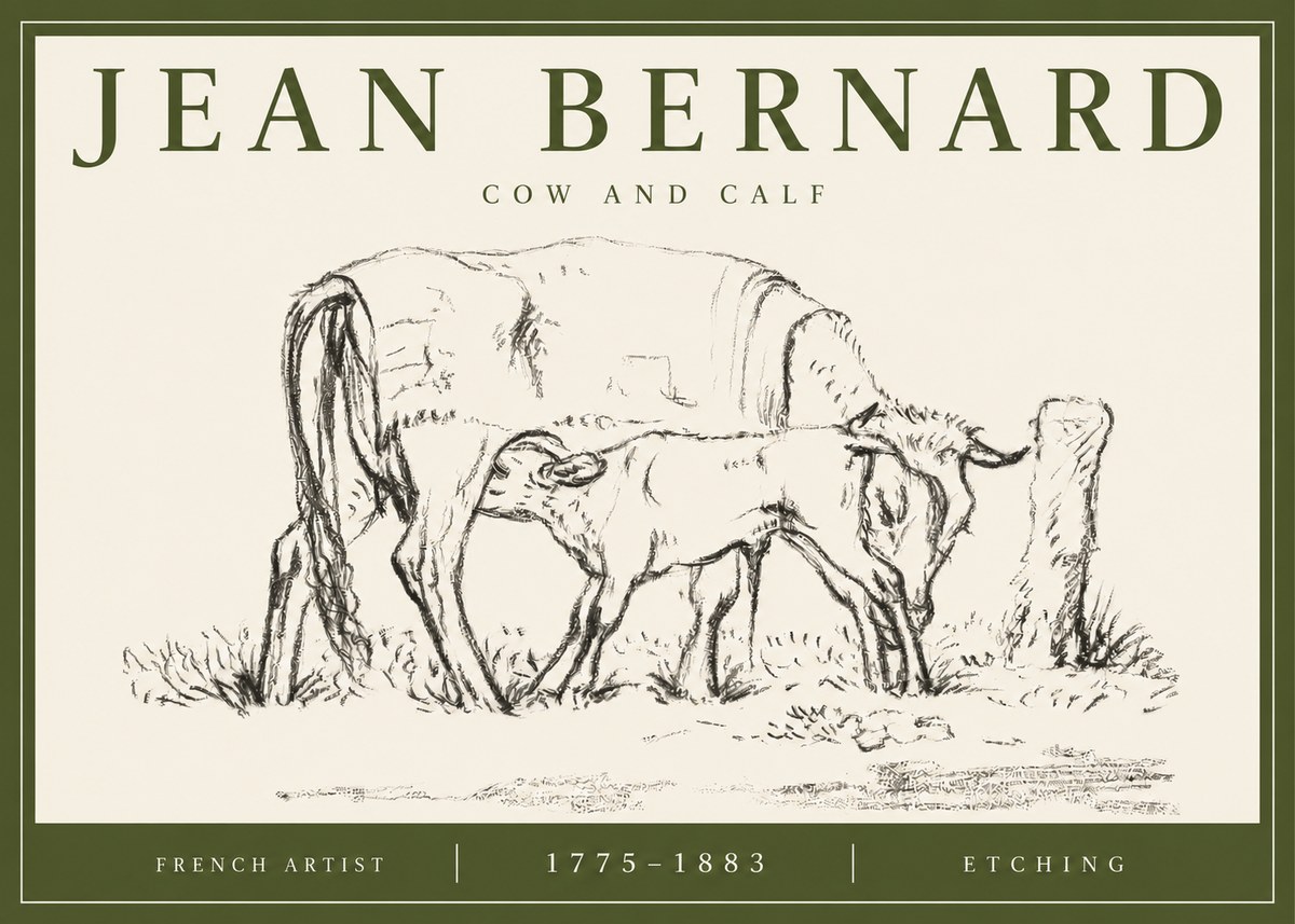 Jean Bernard Cow and Calf I No3 - Juliste