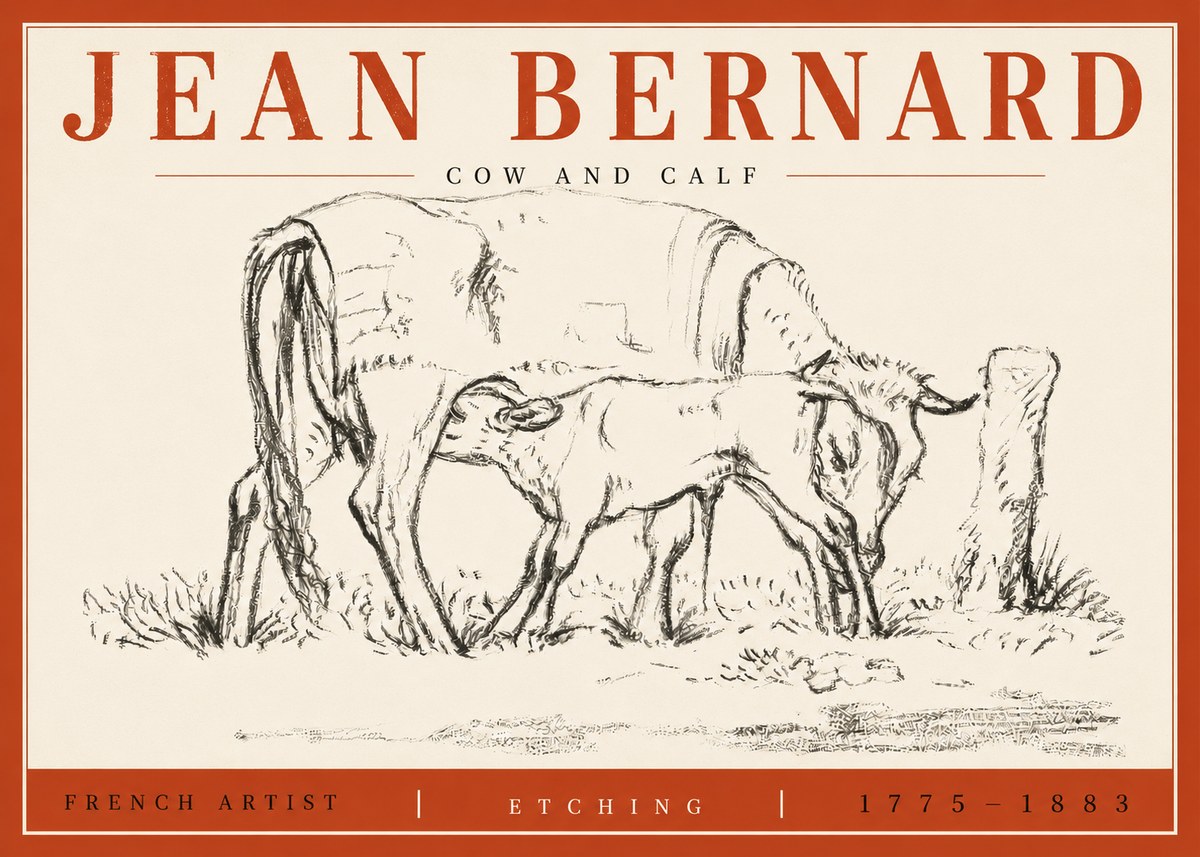 Jean Bernard Cow and Calf I No4 - Juliste