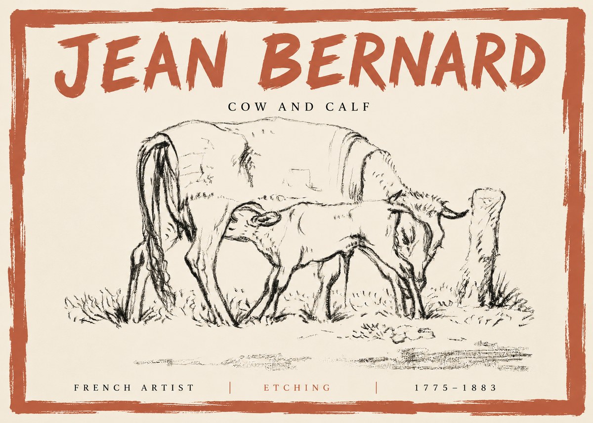 Jean Bernard Cow and Calf I No5 - Juliste